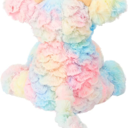 Hopearl Adorable Plush Cow Toy Colorful Floppy Dairy Cattle Soft Stuffed Animal Cute Birthday Gifts for Boys Girls Kids Toddlers, Rainbow, 9''