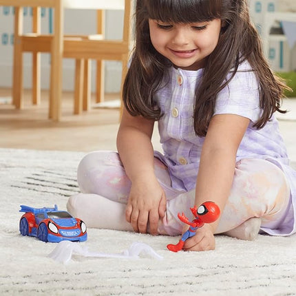 Spidey and his Amazing Friends Spidey Web Crawler Set, 4-Inch Scale Action Figure and Vehicle, Marvel Preschool Super Hero Toys, Kids Easter Gifts, Ages 3+