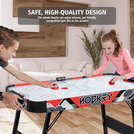 Foldable Air Hockey Table, 48" Indoor Air Hockey Arcade Table Gaming Set with 2 Pucks, 2 Pushers, Electronic Score Systems for Adults and Kids, Home Game Room, Family Recreation