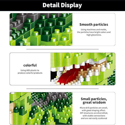 Dinosaur Tyrannosaurus Rex Building Blocks Velociraptor Model Decor Micro Mini Blocks Toy Birthday for Age 6+ Children Adults Teens 1457 Pieces