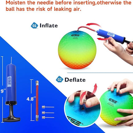 GSE Games & Sports Expert 5"/7"/8.5"/10" Inflatable Playground Ball, Kickball, Bouncy Dodge Ball, Handball for Kid/Adult, Perfect for Recess Ball Games, Gym, Yoga Exercises, Schools Sports Activities