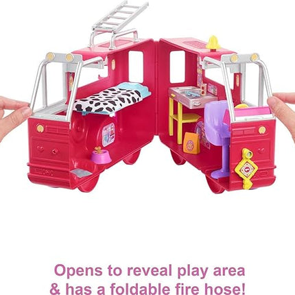 Barbie Chelsea Can Be Doll & Toy Fire Truck Playset with Blonde Small Doll, 2 Pets & 15+ Acessories, Open for Fire Station