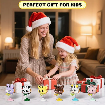 Cute Cartoon Animal Mini Micro Building Blocks Set - 6 Mini Designs with Display Stands, Ideal for Party Favor for Kids and Building Blocks for Adults. Educational Toys for Kids