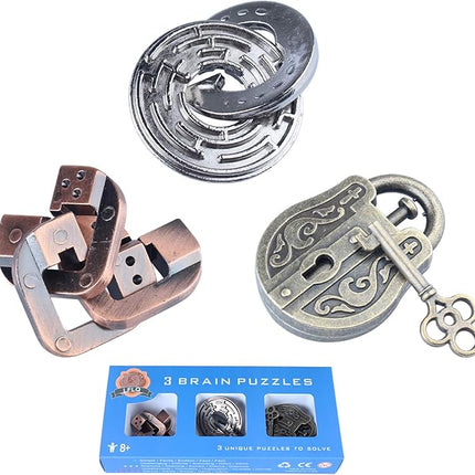 Brain Teaser Puzzle for Adults Puzzles Metal Hole Lock Adult Educational Toy Jigsaw IQ Puzzle (Blue)