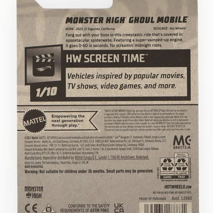 Mattel Hot Wheels Monster High Ghoul Mobile, HW Screen Time 1/10 [Purple] 3/250