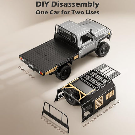 1/12 Scale RC Crawler, MN-82S Remote Control Car, 2.4GHz 4WD Off Road Rock Crawler Vehicle with Lights, DIY Land Cruiser Pickup Truck Toy for Adults