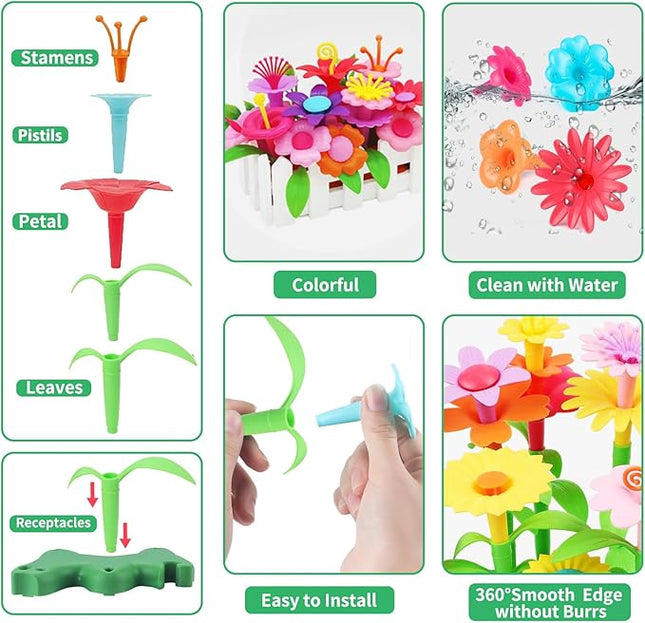 CENOVE Birthday Toys Gifts for 3 4 5 Years Old Toddler Girls Boys,Flower Garden Building Toy STEM Educational Activity Preschool Gift Toys for Kids Age 3+ with Storage Box