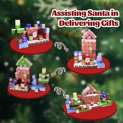 Magnetic Blocks - 150 PCS Magnets Block Sensory Educational Interactive Building Toy Set for Toddlers Kindergarten Creative STEM Learning Gift, Magnet 0.8in Tiles Construction Suit, Snow and Christmas