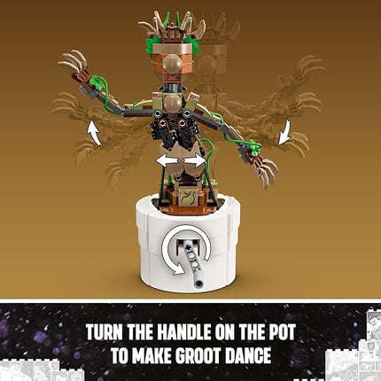 LEGO Marvel Dancing Groot, Guardians of The Galaxy Toy, Buildable Birthday Gift, Marvel Toy, Super Hero Hand-Operated Interactive Playset, Marvel Gift for Kids, Animated Groot Figure, 76297
