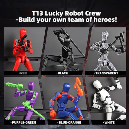 T13 Action Figure Set, 6PCS T 13 Robot Action Figure Titan 13 3D Printed Toys Articulated, for Modeling Enthusiasts Etc Birthday Gifts & Children's Day Gifts for Kids 5-8 Years Old（Assembly Required）