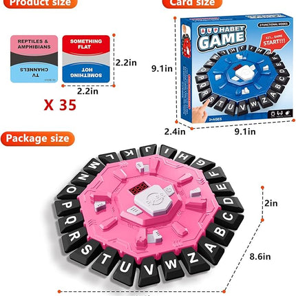 Word Game Family Board Game with Digital Display Timer, 2 Modes, 35 Double-Sided Cards, Fun Fast-Paced 24-Letter Game for Learning Party Interactive, 2+ Players, Ages 3 & Up (Pink)