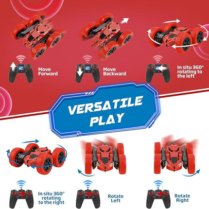 Remote Control Car, RC Cars Toys for Kids Ages 6-12, 2.4GHz RC Stunt Truck with 360° Double-Sided Flips, 4WD Off-Road Racing, Christmas Birthday Gifts for 3 4 5 6 7 5-7 6-8 8-10 Year Old Boys Girls