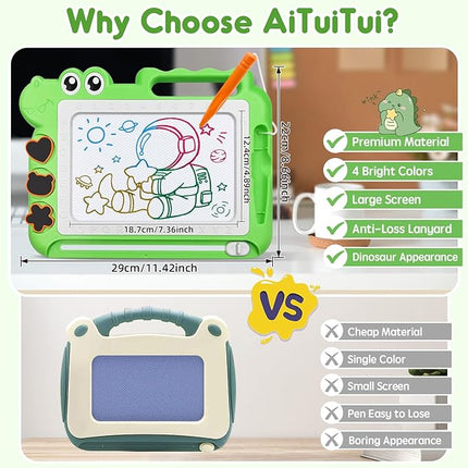AiTuiTui Magnetic Drawing Board Toddler Toys Gift for Girls Boys, Color Sketch Writing Scribble Doodle Pad Travel Games, Educational Learning Kids Toys for Toddlers Birthday (Green)