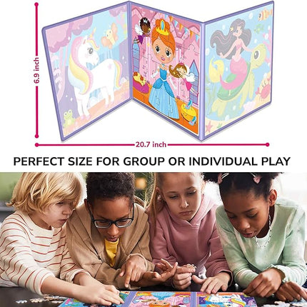 QUOKKA Magnetic Toddler Puzzles Ages 2-4 – 20 Pieces Kids Puzzles Ages 3-5 – Travel Games and Toys for Kids 4-6 Girls – Car Airplane Road Trip Activities with Unicorn, Princesses, Fairies and Mermaids