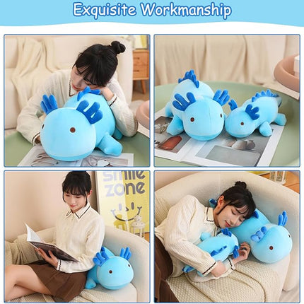 SQEQE Weighted Axolotl Plush Toy, Blue Axolotl Stuffed Animals Cute Plush Pillow, Kawaii Weighted Stuffed Animals Gifts for Girls & Boys Blue 9.8 Inch, 0.8 Lbs