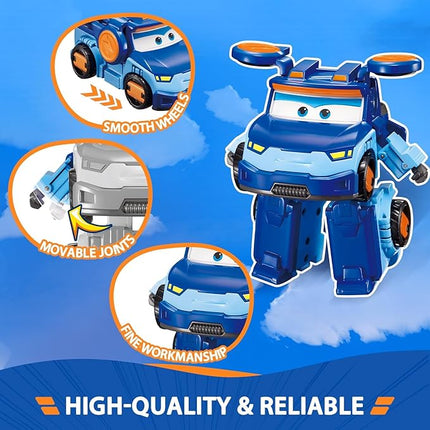 Super Wings Transformable Toys 5" Action Figure Supercharge Tobot Leo, 3 in 1 Rescue Bots Transforming Airplane Car Robot, Educational Toys for Boys and Girls Age 3+, Gifts for Preschool Kids