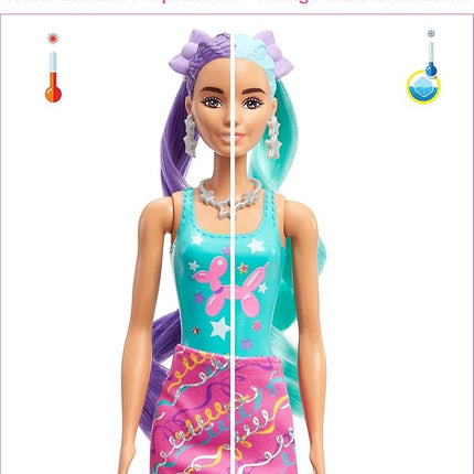 Barbie Color Reveal Doll, Glittery Purple with 25 Hairstyling & Party-Themed Surprises Including 10 Plug-in Hair Pieces