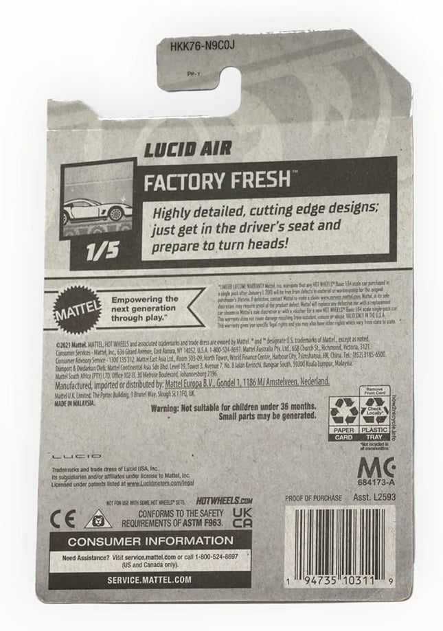Hot Wheels Lucid Air, Factory Fresh 1/5 [Black] 97/250