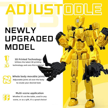 8Inch T13 Action Figure Assembly Completed,3D Printed Multi-Jointed Movable Toy Nova 13 Action Figures Desktop Decorations for Game Lovers Toy (Yellow)
