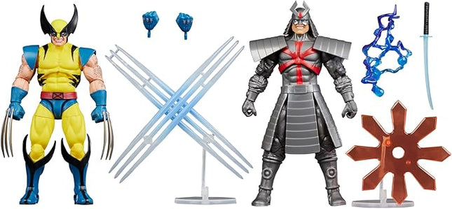 Marvel Legends Series Gamerverse Wolverine vs Marvel's Silver Samurai, Retro Video Game -Inspired Collectible 6-Inch Action Figures
