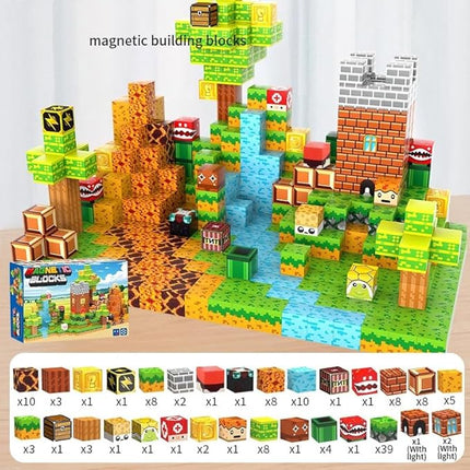 137 Pieces 0.8in Magnetic Blocks - Building Cubes Adventure Game Set, Building Blocks STEM Sensory Creative Toys Games for Kids Boys & Girls