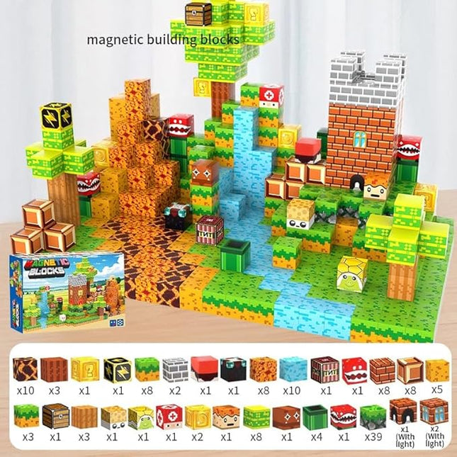 137 Pieces 0.8in Magnetic Blocks - Building Cubes Adventure Game Set, Building Blocks STEM Sensory Creative Toys Games for Kids Boys & Girls