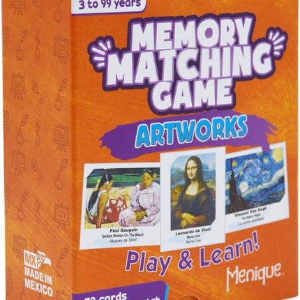 Menique Memory Matching Game – Famous Paintings for Adults & Kids – 70 Cards (35 Pairs) – Bilingual Art Game – Educational & Concentration Activity