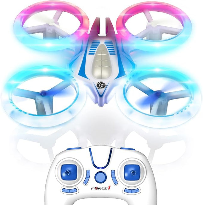 Force1 UFO 4000 Mini Drone for Kids - LED Remote Control Drone, Small RC Quadcopter for Beginners, 2.4GHz Remote Control, 360 Flips, 2 Speed UFO Flying Toy for Kids, 2 RC Toy Batteries