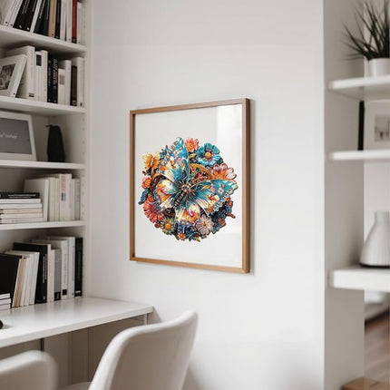 Wooden Puzzles for Adults - Mechanical Butterfly Wood Puzzles Adult - Unique Animal Shape Wooden Jigsaw Puzzles for Adults - Birthday Gifts for Puzzle Lovers, Family (8.4 * 8.4in)