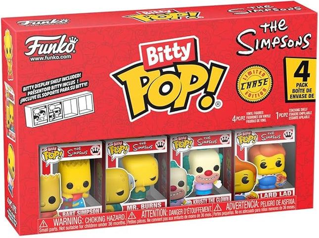 Funko Pop! Bitty: Simpsons - Bart Simpson, Mr. Burns, Krusty The Clown, and Mystery Chase Figure - 0.9 Inch (2.2 Cm) - The Simpsons Collectable - Stackable Display Shelf Included