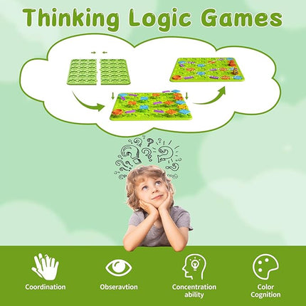 Brain Stem Activity Logic Kits, Board Teaser Games & Puzzles Toys with 200+ Challenges, 4 Difficulty Levels for Kids Ages 3-10, Educational Learning Maze Games for Toddlers