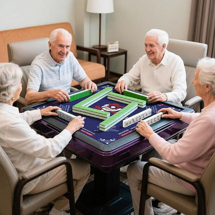 Mahjong Mat - 31.5x31.5 Inch Mahjong Mat for Table, Non-Slip Noise Reduction Mahjong Table Mat for Poker, Dominoes, Board Games & Card Games (Dark Blue)