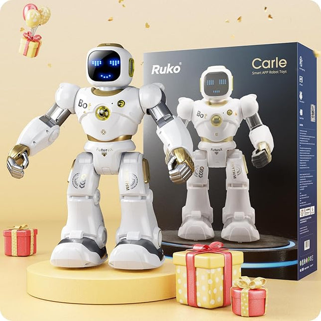 Ruko 1088 Smart Robot for Kids, Large Programmable Interactive STEM RC Robot, Voice Control and App Control, Gifts for Boys and Girls 4 5 6 7 8 9, Gold
