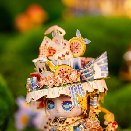 MU 3D Metal Puzzle for Adult Alice Figure Cartoon Cat, Animation Elf Palace Model Kits Miniature Building, Love Festival Birthday Gift Home Decor