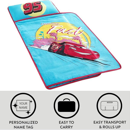 Super Soft Plush Toddler Quilted Nap Mat with Built in Blanket and Pillow