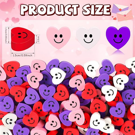 JUNEBRUSHS 150Pcs Mini Heart Erasers for Kids Bulk, Novelty Valentine Pencil Erasers Valentines Gifts for Kids School Classroom Prizes Homework Rewards Valentine's Day Party Favors