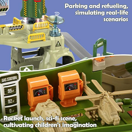 Toy Car Ramp Track, Adventure Railcar Colorful Vehicles Construction Play Set with 8 Cars Track Gifts for Kids 3+