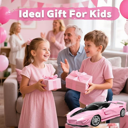 Remote Control Racing Car, 1:18 High Speed RC Cars Toys for Boys Girls, Vehicle Toy with Lights & Controller, Christmas Birthday Gifts for Kids Age 3+ (Pink)