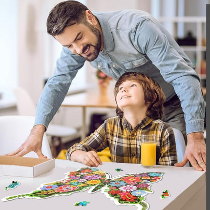 Puzzles for Kids Ages 6-8,8-10 and Adults, Butterfly Shaped Jigsaw Puzzles for Wall Home Decor