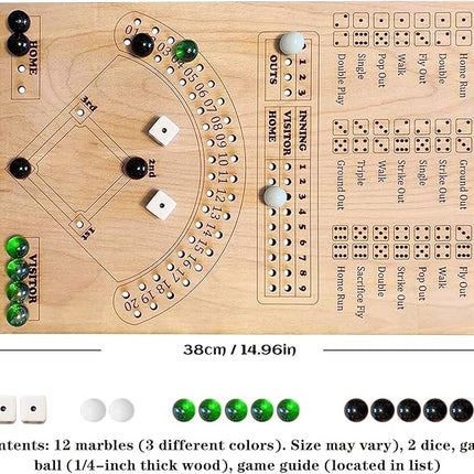 Baseball Dice Board Game for Kids Adults Gift Wooden Fun Baseball Board Game with dice for Game Nights, Parties,Holiday Gatherings