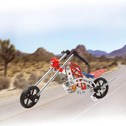 99pcs Metal Assembly Motorcycle Building Kit – DIY Construction Toy for Kids – Hands-On STEM Activity – Colorful Buildable Bike (10.9 x 8 x 1.8 in)