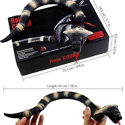 Tipmant RC Snake IR Remote Control Cobra Electric Fake Realistic Animal Crawling Vehicle Scary Trick Kids Halloween Christmas Prank Toys Birthday Gifts (Grey)