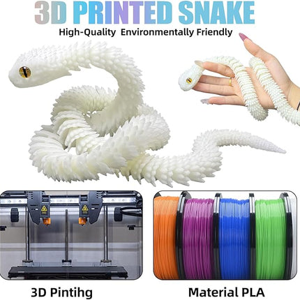 24 inch 3D Printed Animals-Snake Viper,3D Printed Snake Toys 3D Printed Articulated Snake Animal Model Ornaments Creative Funny Toy Festival Gift for Frends (Luminous Rainbow, 24 Inch)
