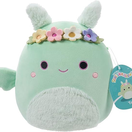 Squishmallows Original 7.5-Inch - Tove The Mint Green Mothman with Flower Crown and Fuzzy Belly