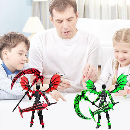 2 Packs T13 Action Figure Set - Titan 13 Robot Movable, 3D Printed Articulated, Full Body Mechanical Doll - Christmas Birthday Gift for Kids Adult (Assembly Completed)