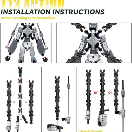 (Assembly Completed) 8 inch T13 Action Figure Set,T 13 Action Figure Multi-Articular Mobile Robot Nova T-13,Desktop Decorations for Game Lovers Toys (Yellow)