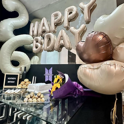 Smlpuame 40 Inch Beige Number 9 Balloons for 9th Birthday Decorations Boys Girl, Giant Self-Sealing Cream Foil Number 0-10 White Sand Balloon for Women Men Party Anniversary Baby Shower Supplies