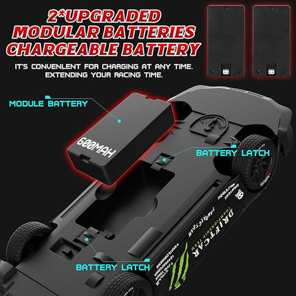 Remote Control RC Drift Car 1:16 Scale 4WD RC Car with LED Lights 2.4GHz 30km/h RTR High Speed Racing Sport Toy for Adults Boys Girls Kids Gift 2Pcs Rechargeable Battery (A-Black)