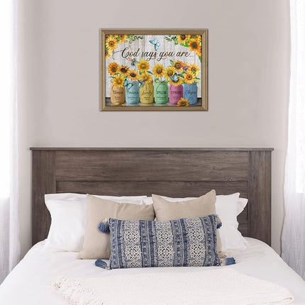 Christian Wooden Jigsaw Puzzle 500 Pieces for Adults - Inspirational Sunflower & Scripture, God Says You are Religious Gift for Women, Faith-Based Home Decor