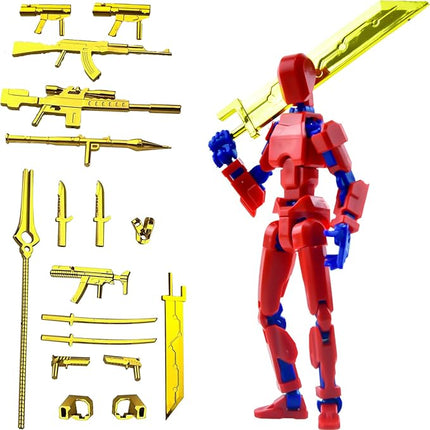 Assembly Completed T13 3D Printed Action Figures,Dummy 13 Robot 13 Movable N13 Action Figure, Lucky 13 Gift for Collectors Desktop Decorations for Game Lovers Toy(Red Blue)